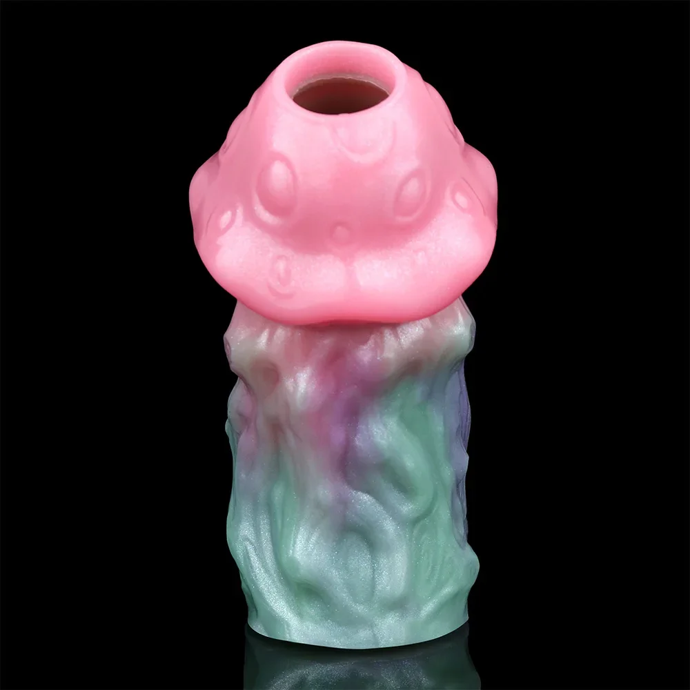 NNSX New Dick Enlargement Hollow Dildo Silicone Knot Penis Sleeve Mushroom-shaped Delay Ejaculation Cock Sheath sex toys for men