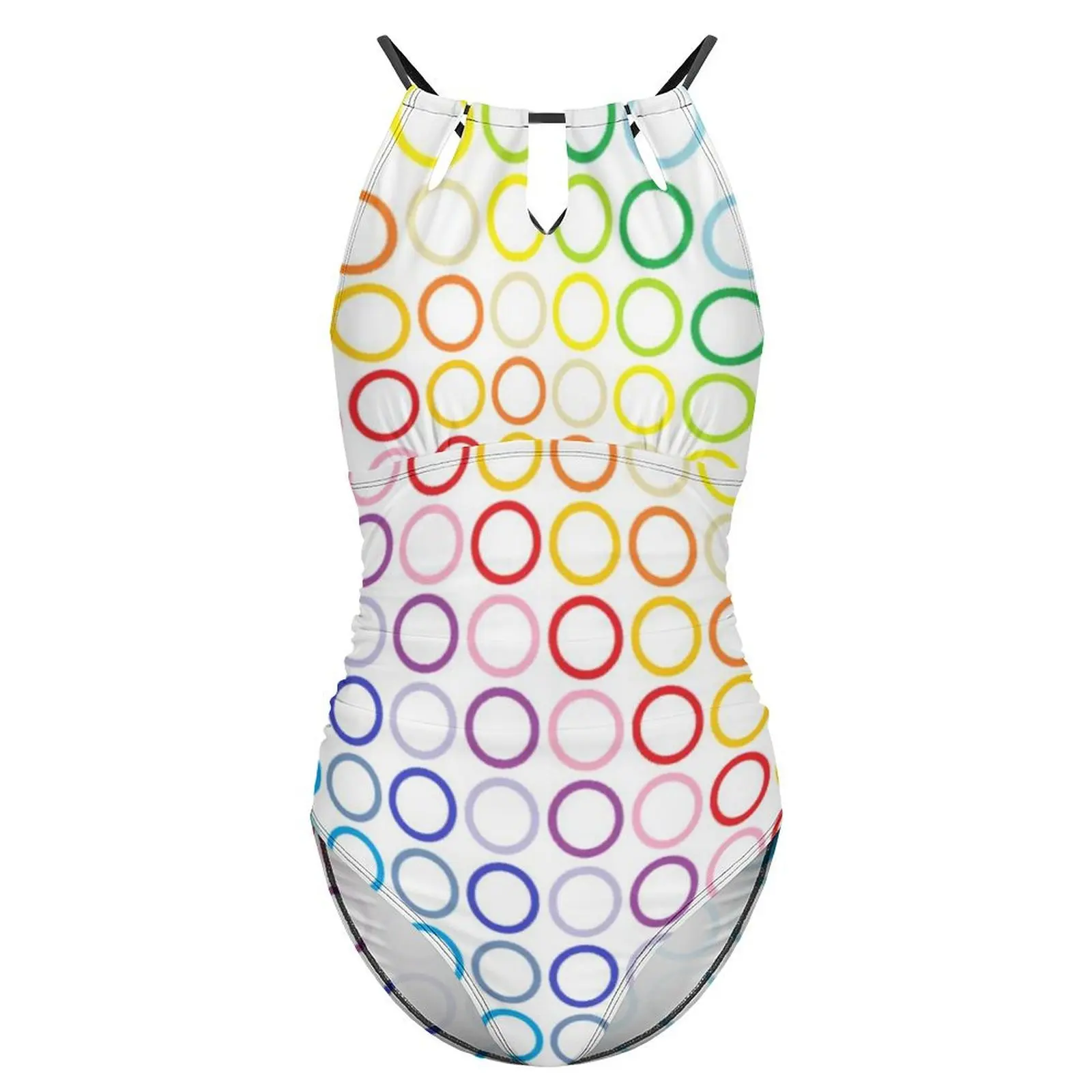دوائر قوس قزح ملابس السباحة مضحك دائرة طباعة ملابس السباحة قطعة واحدة الرياضة المايوه قطع لباس سباحة سيدة رفع مثير بحر
