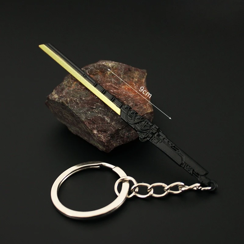 9 cm/3.54in Ghost Walker Cyberpunk Thermische Samurai Zwaard Metalen Sleutelhanger Gemodificeerde Carbon Yama Izanami Wapen Modellen Jongens speelgoed Gift
