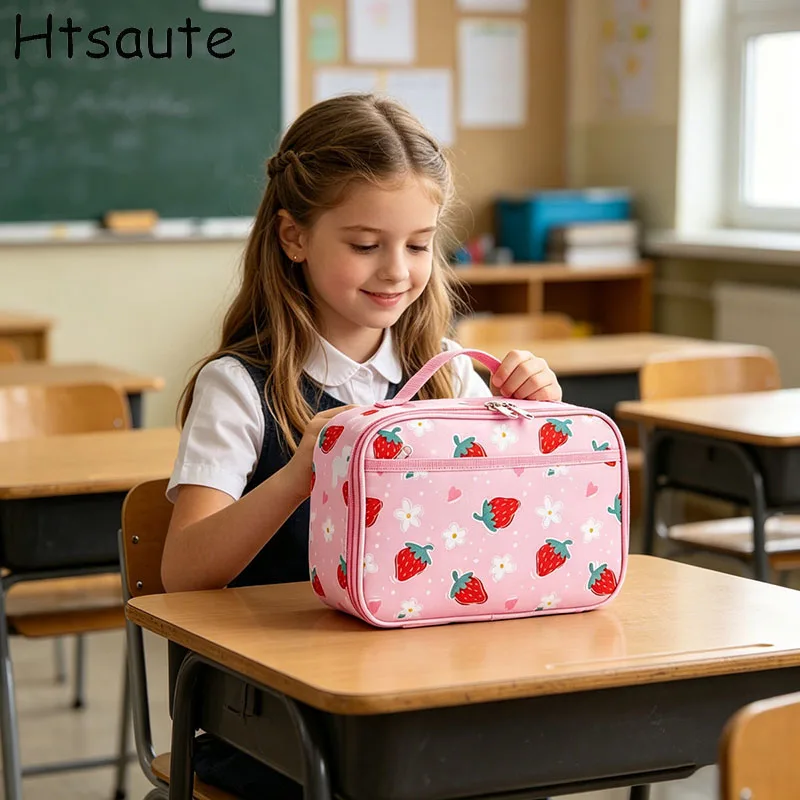 Cute Printed Leakproof Lunch Bags Insulated Large Capacity Cooler Lunch Bag Reusable Thickened Insulated Lunch Box Students