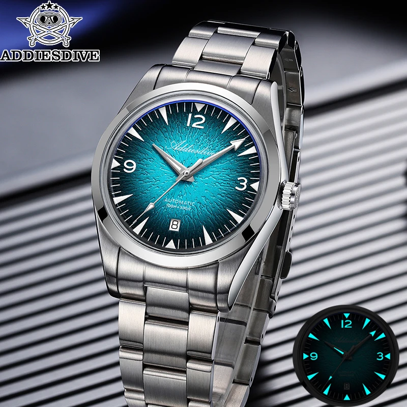 

ADDIESDIVE 39mm Automatic Mechanical Watches Gradient Watch For Men reloj hombre Stainless Steel Waterproof BGW9 Luminous