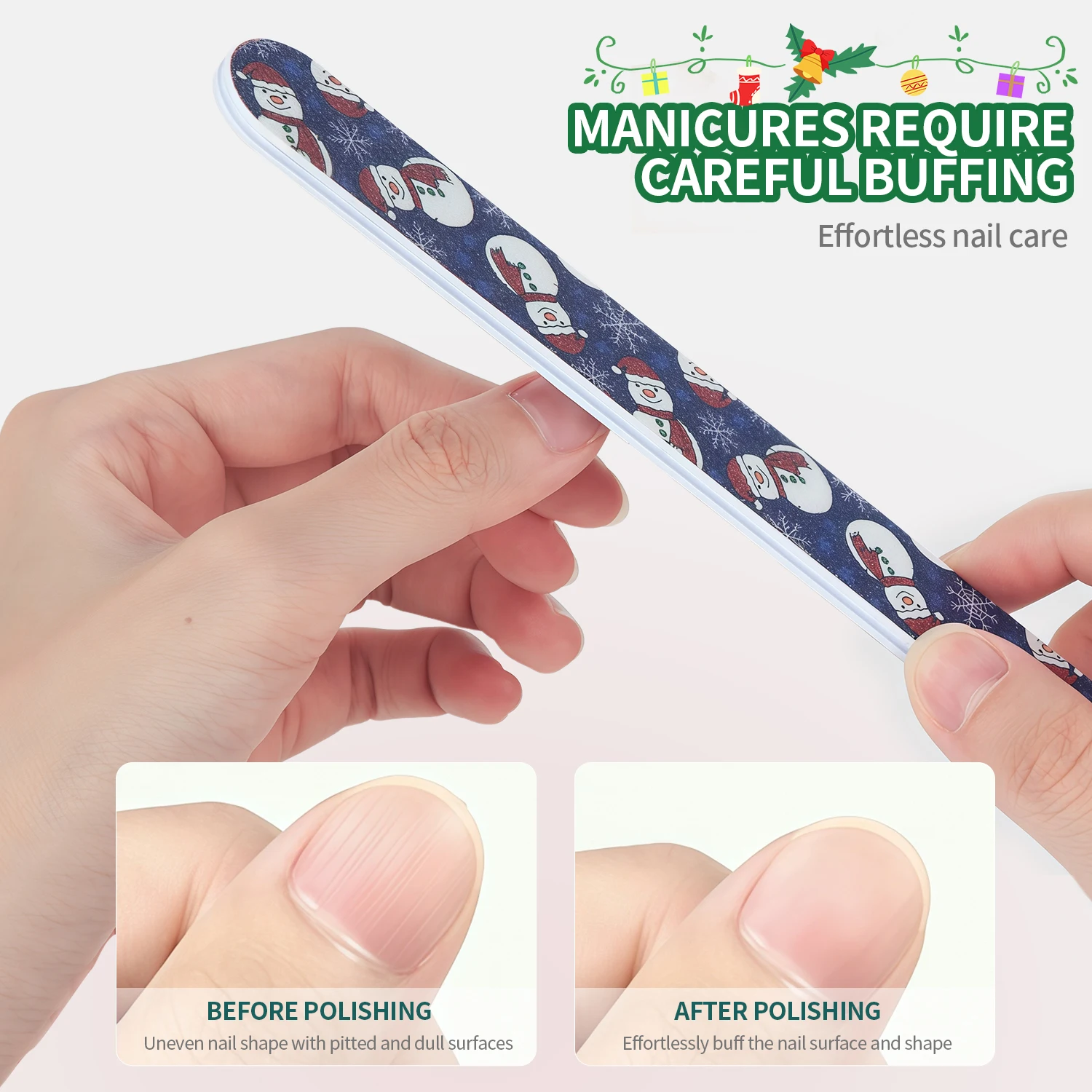 Nailpop Weihnachts-Nagelfeile, doppelseitig, Körnung 100/180, Schleifpapier, EVA, tragbar, professioneller Salon, Heimgebrauch, Nagelkunst-Werkzeug, 1/4/5 Stück