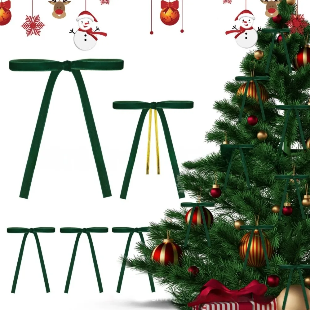 

24Pcs Velvet Material Christmas Tree Bows 24pcs Set Cable Tie Ribbon Bows for Xmas Slender Design Multi-functional