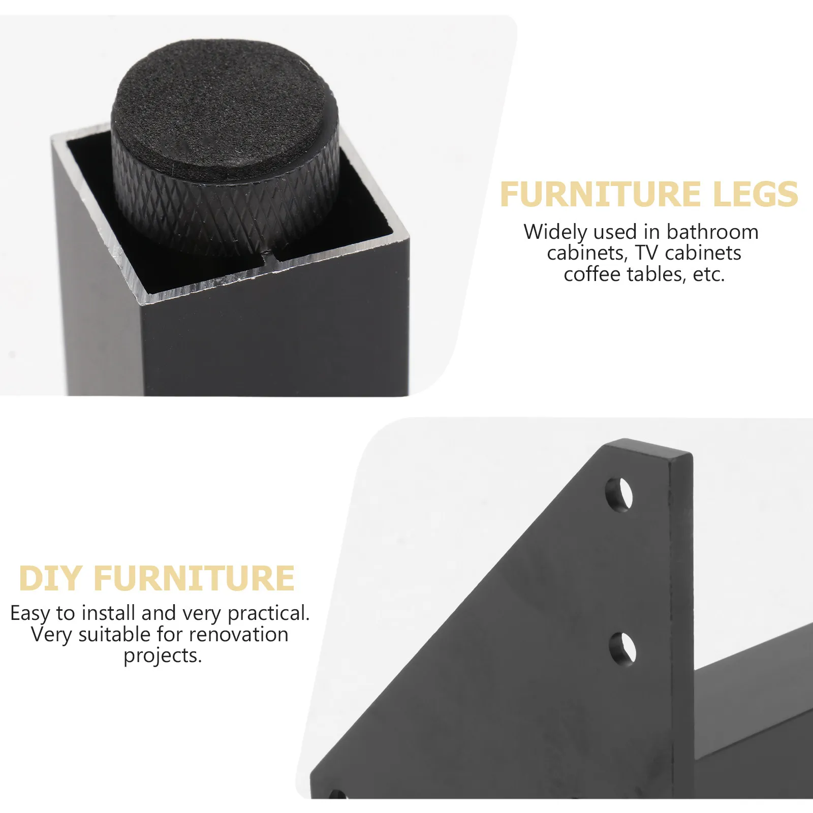 4Pcs Premium Aluminum Alloy Multi Purpose Furniture Support Legs Easy Install Strong Load Bearing for Cabinet Sofa Chair