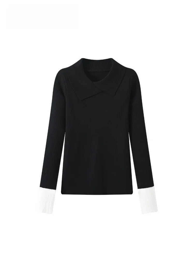 

CaraCLUB Large Size Ne Long Sve Knitted Sweater for Women Autumn Winter New Sle Slimming Splice Top for Plump Sister