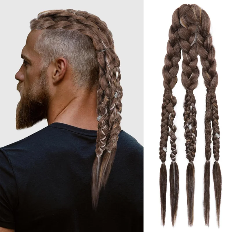 Long Braided Ponytail Extension Blonde Synthetic Twist Box Braids Pony Tail Hairpieces with Hair Ring Elastic Tie for Women