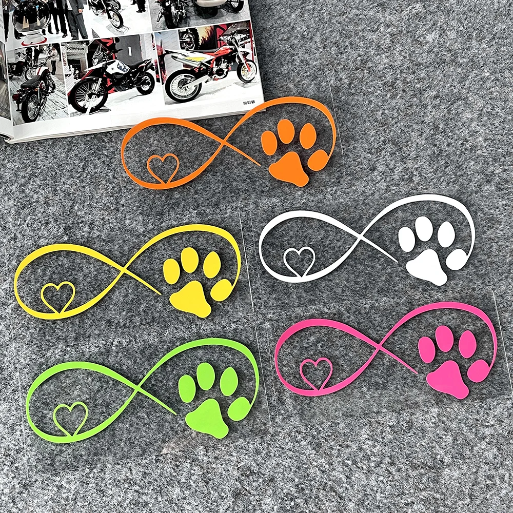 Cat Love Heart Paw Print Reflective Motorcycle Stickers Moto Scooter Car Body Helmet Fuel Tank Decal Accessories for Piaggio