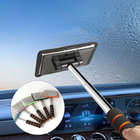 Telescopic Window Glass Cleaner Car Windshield Cleaning Brush Car Window Cleaner Window Scraping Mist Eliminator Microfiber