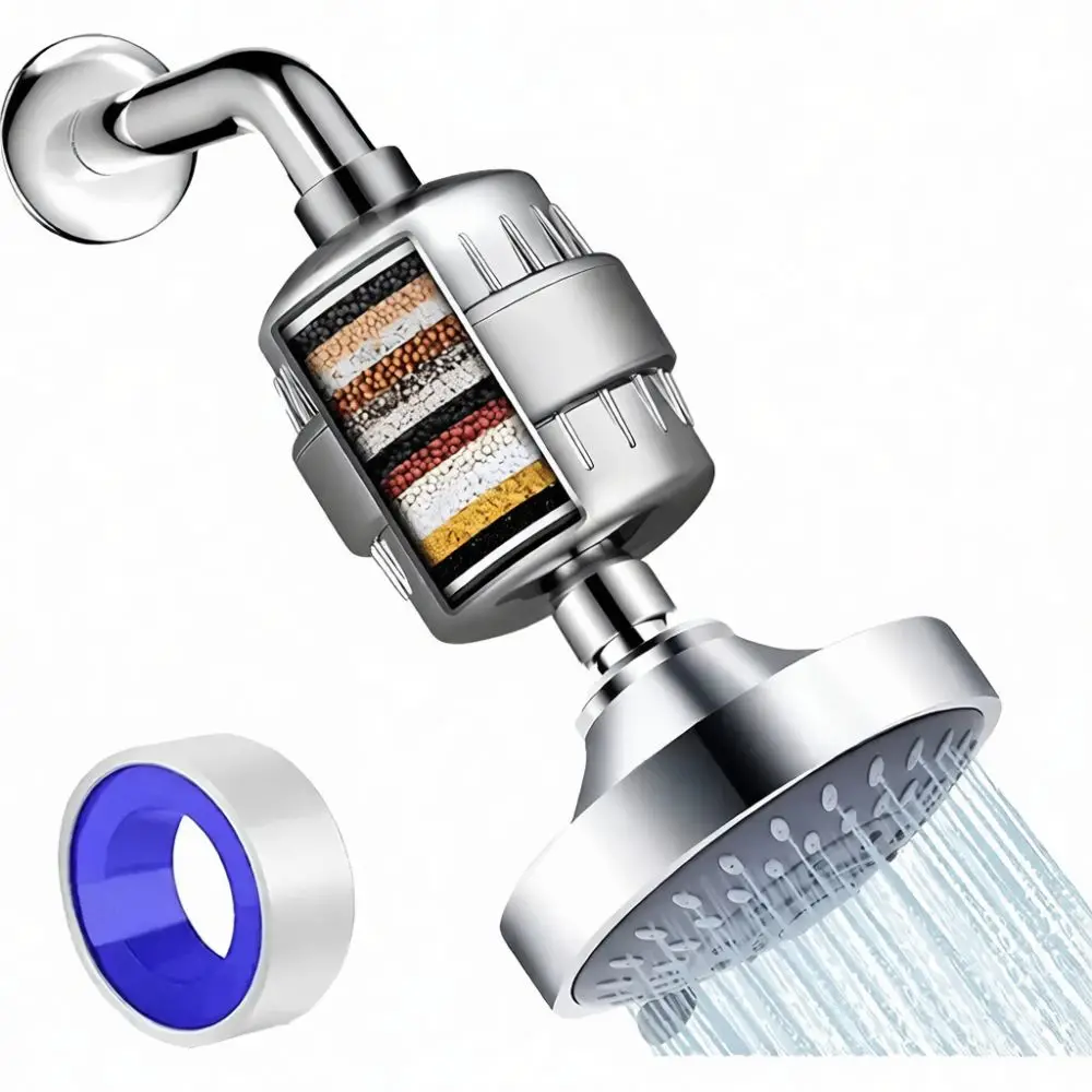 Adjustable Rainfall Shower Head 5 Functions With Filter High Pressure Bathroom Sprayer Spa Bath Fixture Modern Style