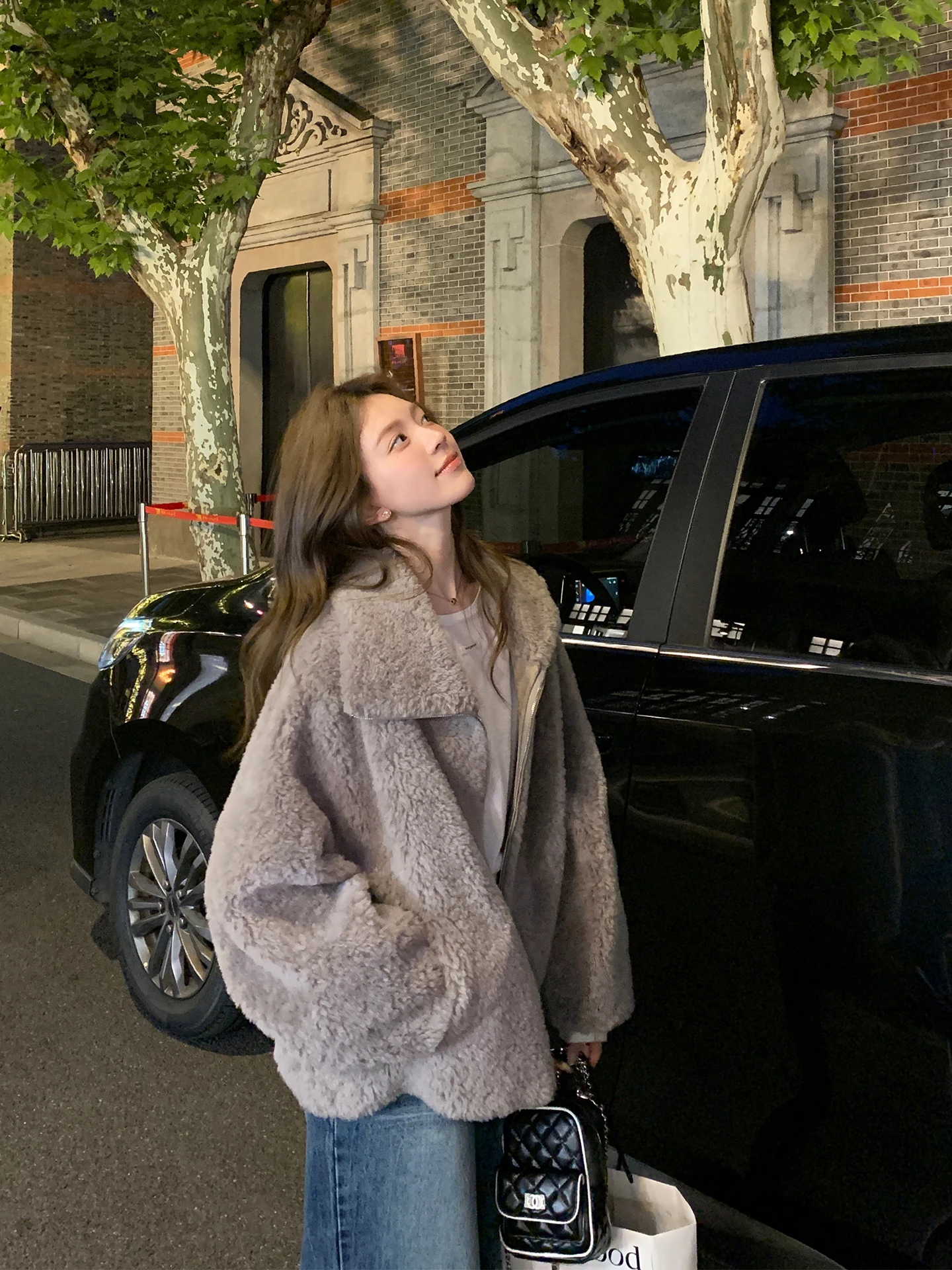 

eepskin Fur Jaet Women's Coat Comfortable Warm Windproof Pure Color Stand Fit ort Sle Zipper Closure