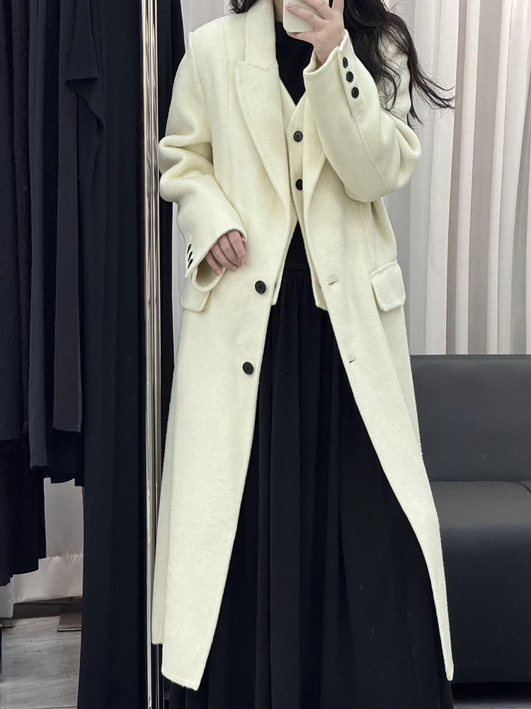 BZVW Fashion Double-sideed Woolen Fake Two-piece Set Coat 2024 Autumn Winter New Single Breasted Long Fashion Coats 25A8973