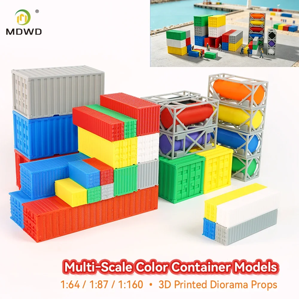 3D Printed Color Container Model Multiple Scale 40T Shipping Diorama Prop For Railway Port Logistics Scene Layout DIY Building