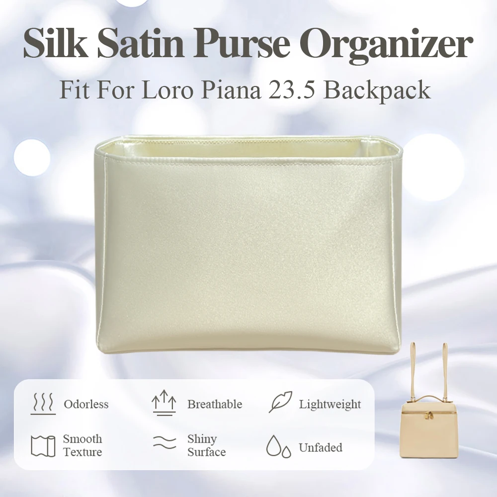 

Silk Satin Purse Organizer Insert Fit for Loro Piana 23.5 Backpack Inner Liner Storage Bag Organizer Insert Inside Bag In Bag