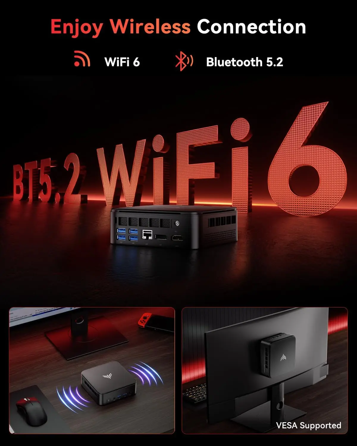 KAMRUI Mini Gaming PC AMD Ryzen5 7430U Max 4.3GHz 16GB DDR4 512GB M.2 SSD Mini Computer Wifi6 BT5.2 4K UHD Triple Display Win11p