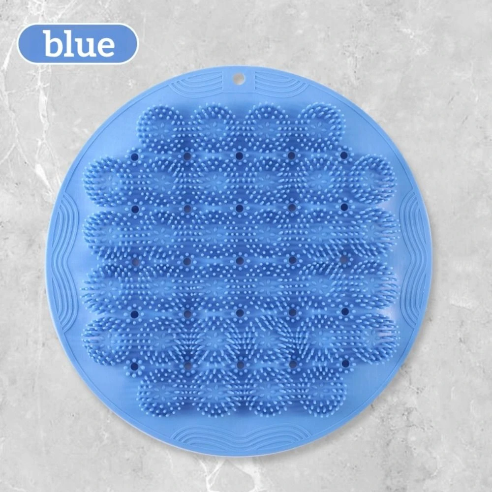 Reusable Solid Color Back Scrubber Multifunction Sucker Bath Brush Wall Mounted Convenient Exfoliating Brush Mat Wash Feet