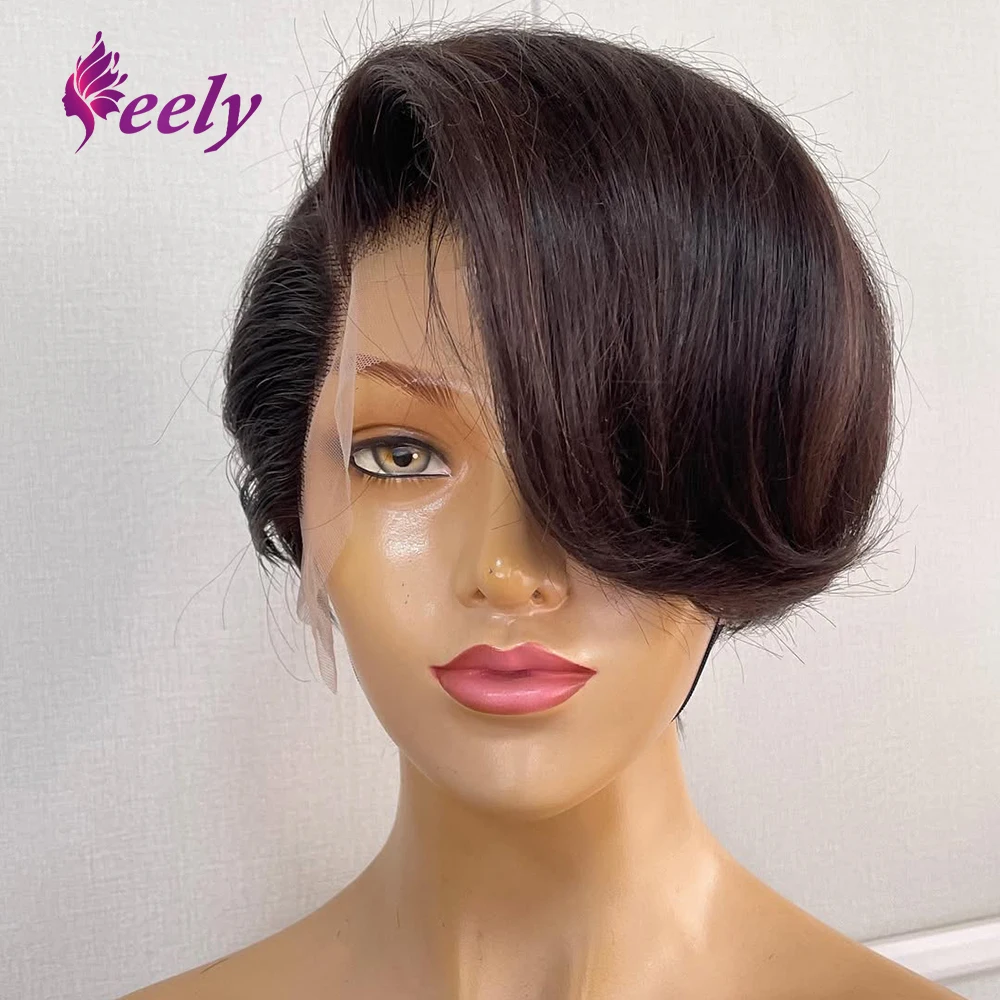 

Прямой HD кружевной фронтальный парик 13x4 Pixie Cut Парики из натуральных волос Короткий парик Предварительно выщипанный парик с стрижкой пикси Натуральный для женщин Т-образный кружевной парик