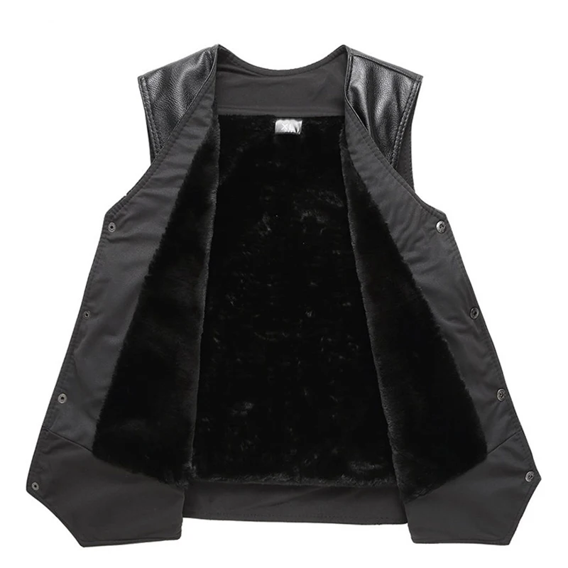 2025 الشتاء الرجال سميكة الدافئة الصوف سترة جلدية معطف الذكور الخامس الرقبة واحدة الصدر سترة ملابس الذكور غير رسمية ملابس خارجية #5