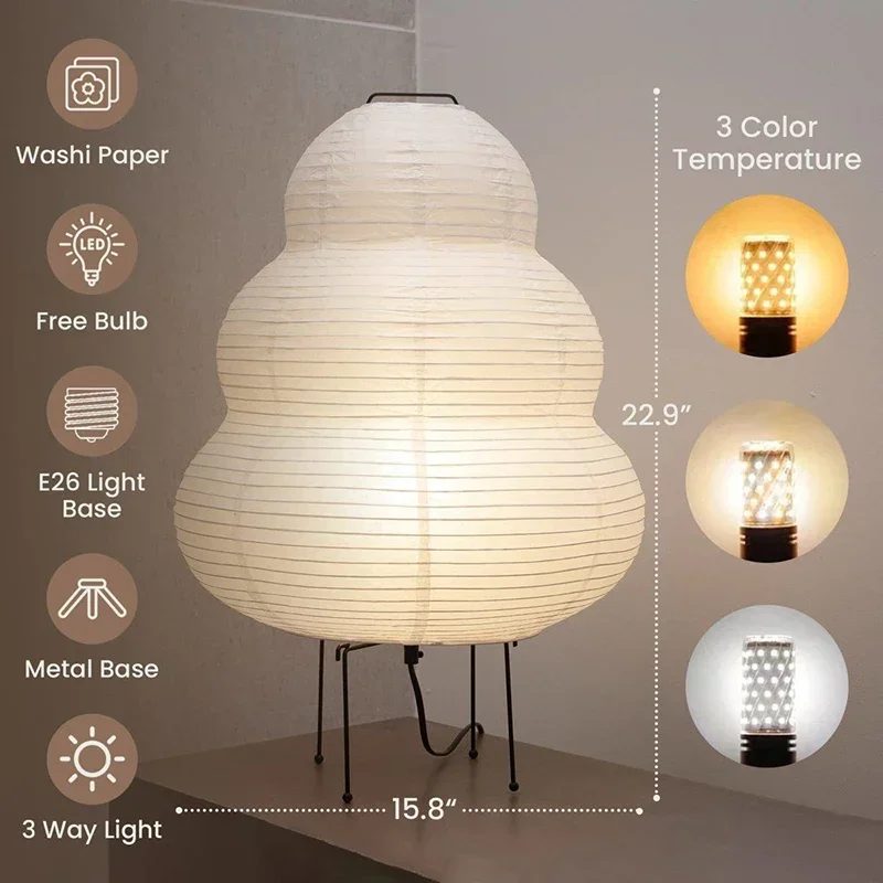 

Japanese Wabi-sabi Style Rice Paper Table Lamp Ins B&B Bedroom Ambient Light Study Art Decoration Tripod Floor Lamp