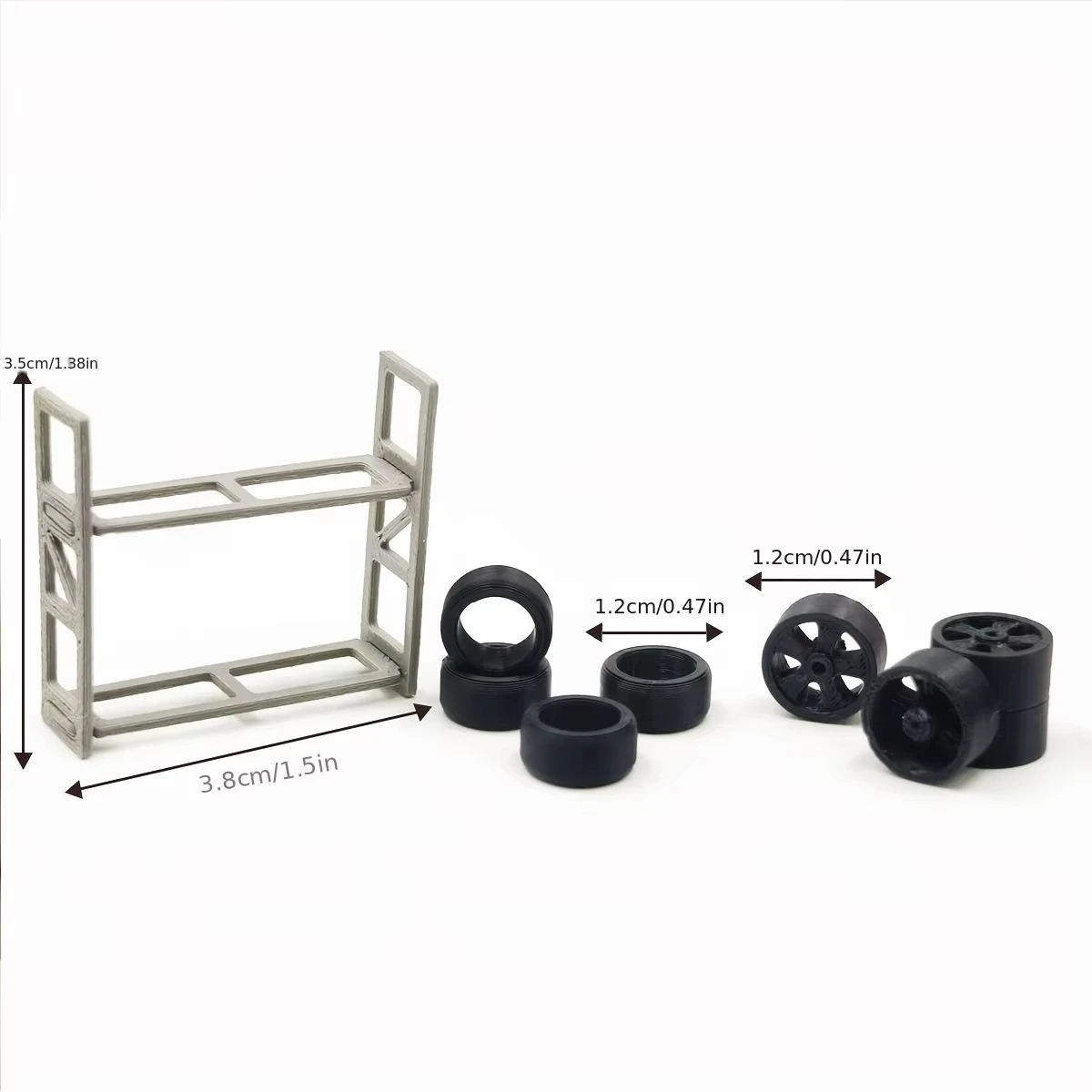 1:64 Scale Mini Tire Rack Set Toy House Garage Black Wheel Tire Storage Rack Simulation Scene Decoration