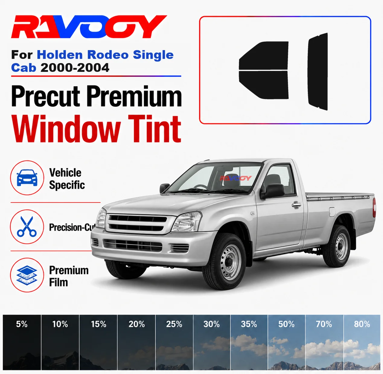 

Premium Precut Window Tint Kit Front Rear Windows For Holden Rodeo Single Cab 2000-2004 Complete Set Car Solar Nano Ceramic Film