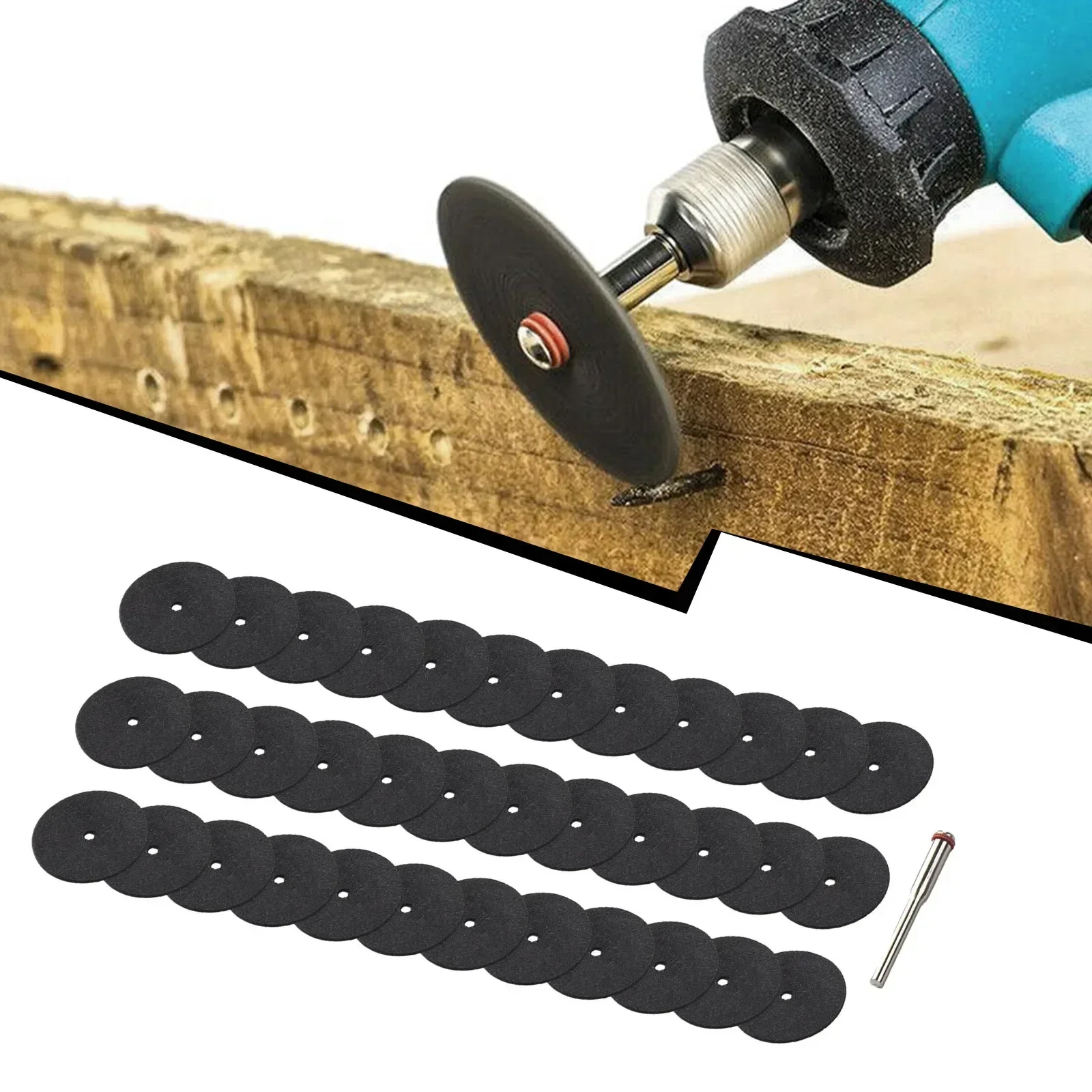 36-Piece Nickel Plated Steel Resin Cutting Discs Set With Connecting Rod For 3mm Mandrel Rotating Tools Power Tool Accessory