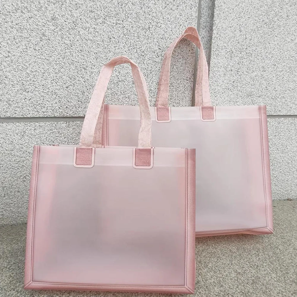 Thickened PVC Fashion Shoulder Tote Bag Plastic Handbag Gift Wrapping Gift Bags Shopping Packaging Bag with Handle 3 Sizes