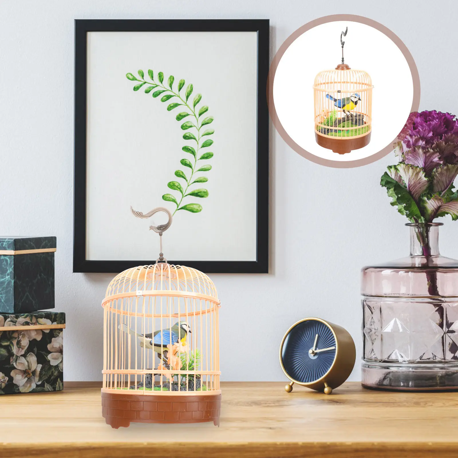 

Voice Control Acoustic Singing Bird Cage Interactive Electric Simulation Chirping Hanging Decoration Educational Fun for Kids
