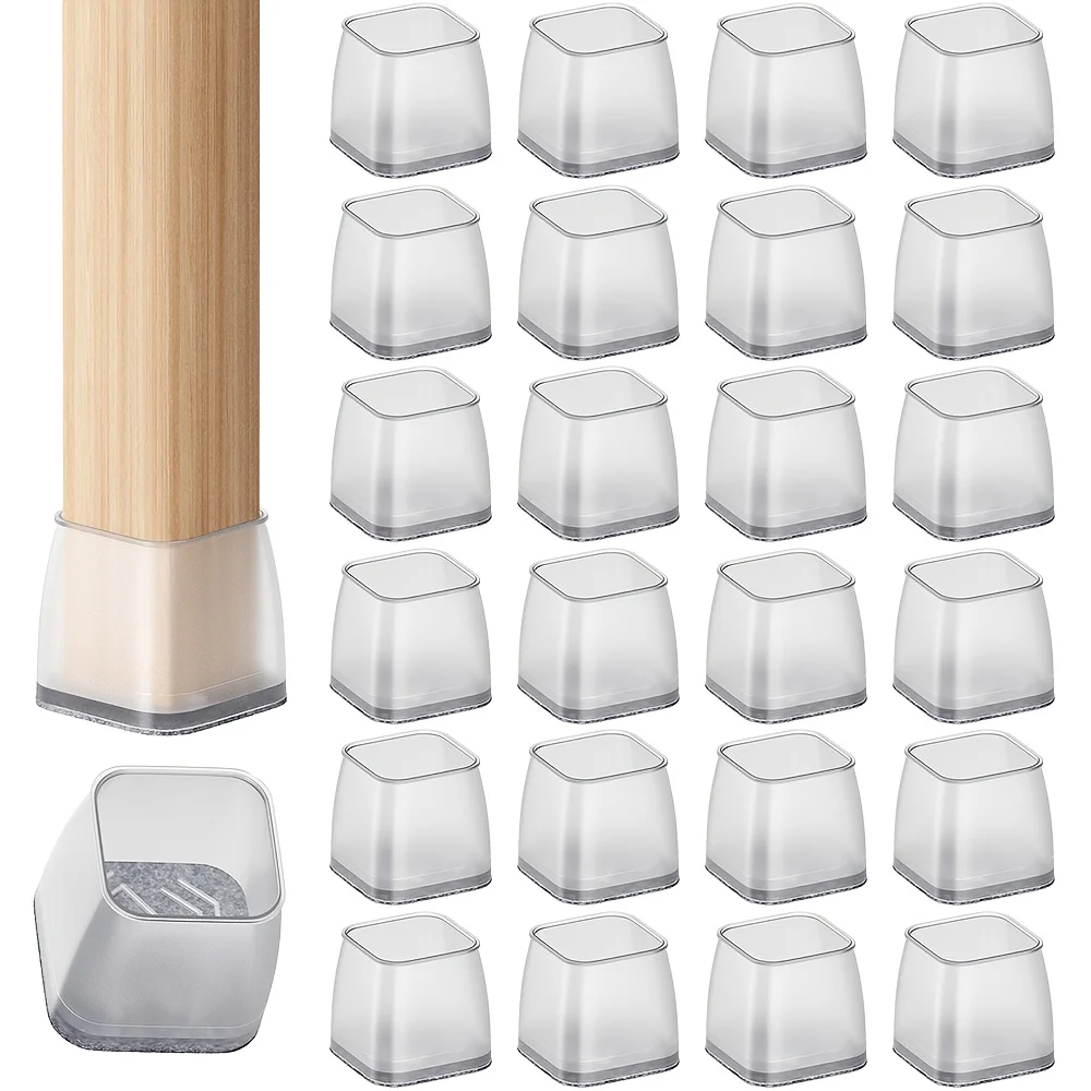 24/4Pcs Chair Leg Floor Protectors for Hardwood Floors, Thick Silicone Rubber Covers, Scratch-Resistant & Noise Reducing