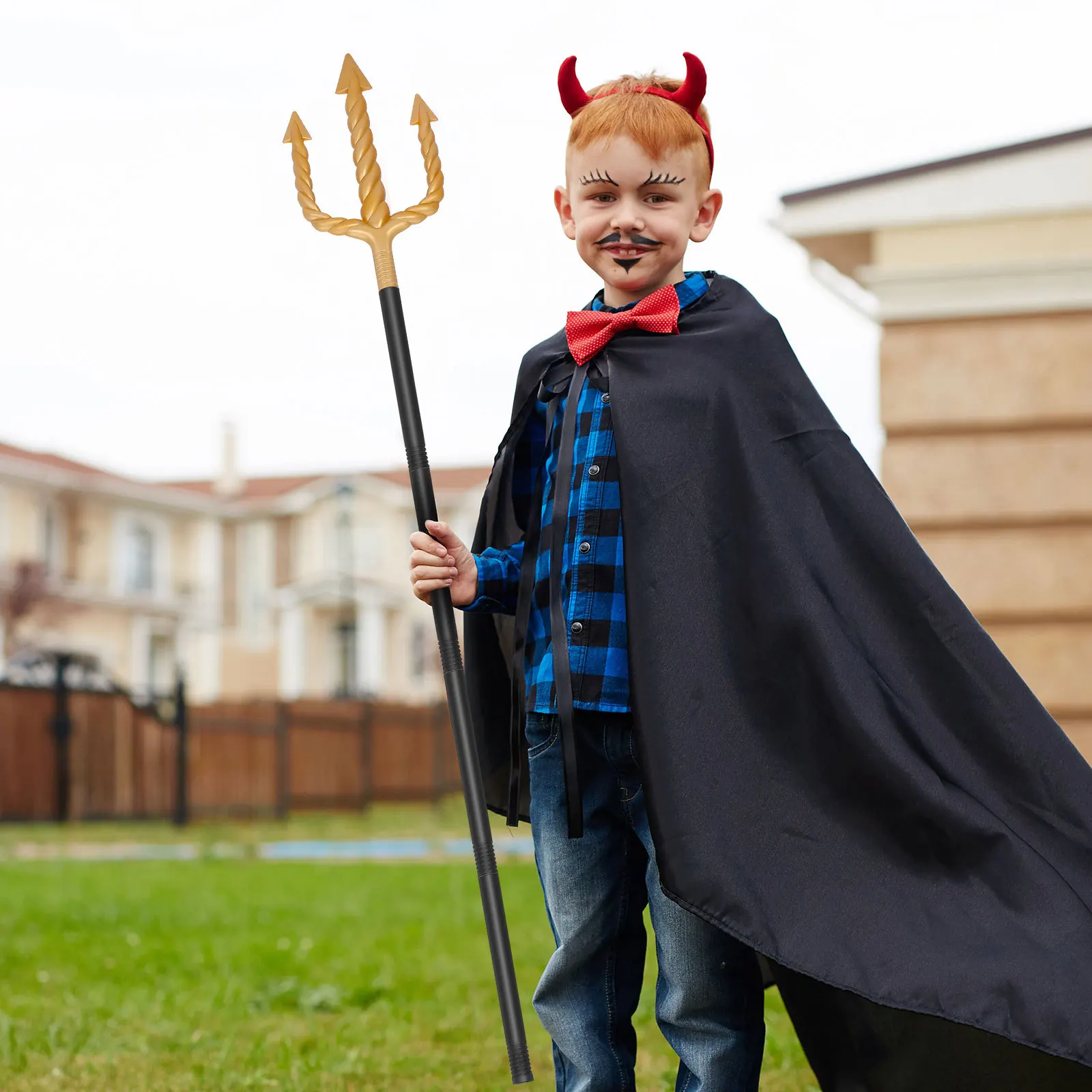 

Plastic Trident Style Devil Pitch Fork Prop Halloween Masquerade Cosplay Party Costume Accessory Black