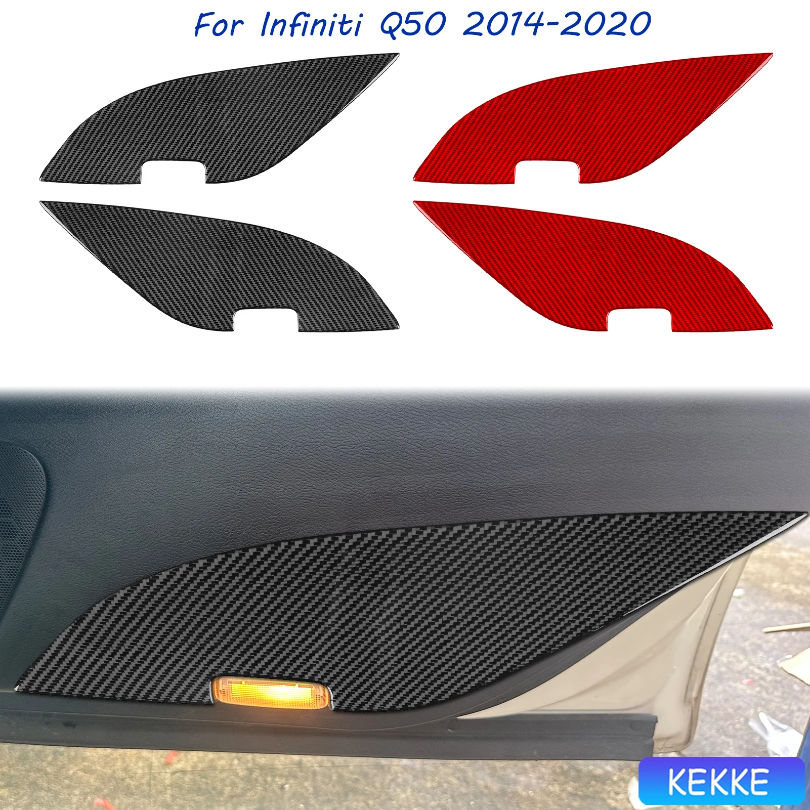 

For Infiniti Q50 2014-2020 Auto Rear door Soft Carbon Fiber Car Decoration Interior Accessories Stickers