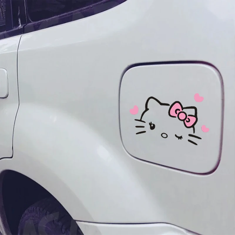 Kawaii Hello Kitty Sticker Rearview Mirror Sticker Car Body Decorative Sticker Truck Motorcycle HelloKitty Car Stickers