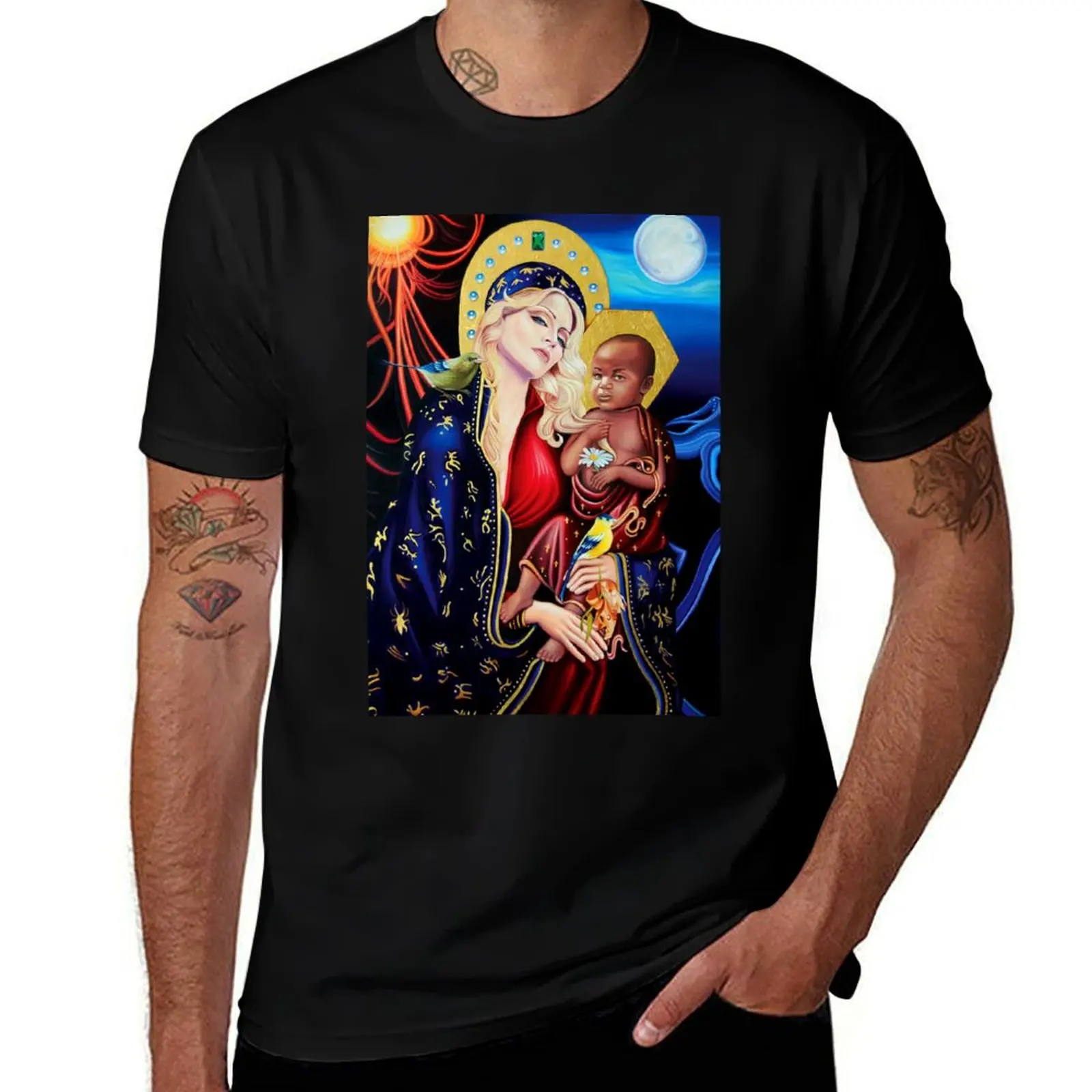 Madonna and Child T-Shirt Worker Basic Short Sleeve Tee T-Shirt