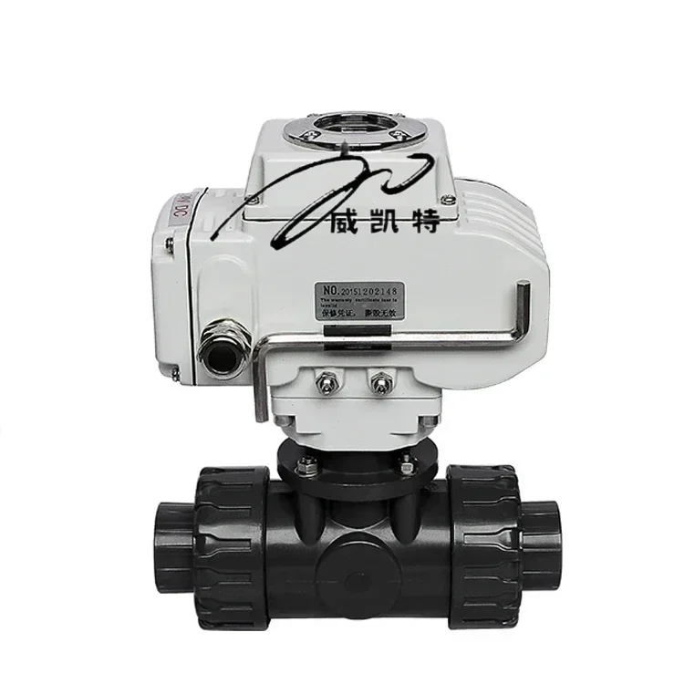 Modulating actuator 4-20mA Electric plastic 3 way ball valve 2 