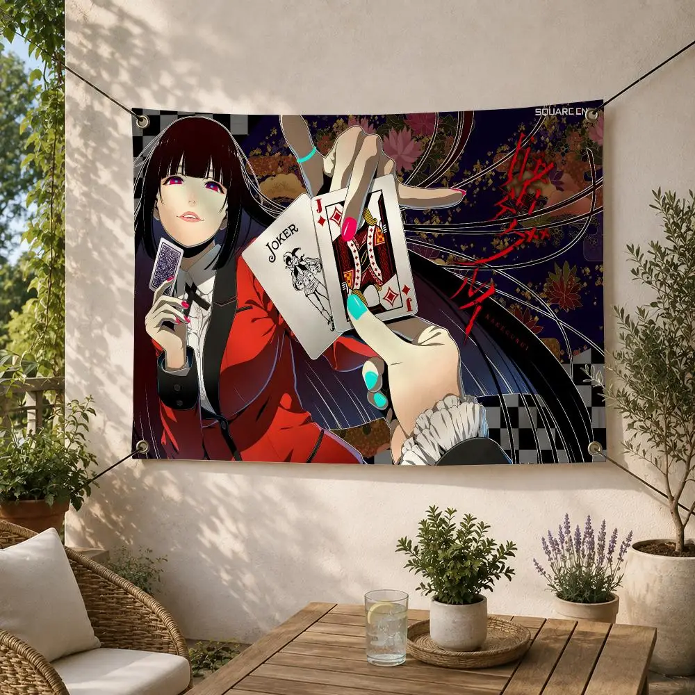 Anime Gambling Kakegurui Flags Decorative Flag Banner for Outdoor Garden Yard Camping Party Home Wall Hanging Decor