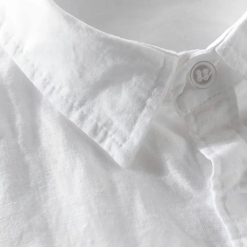 Primavera Verano fino ort Sve Linen irt hombres Casual suelto algodón Lino largo Sve irt Jaet blanco Slim Fit arp Collar
