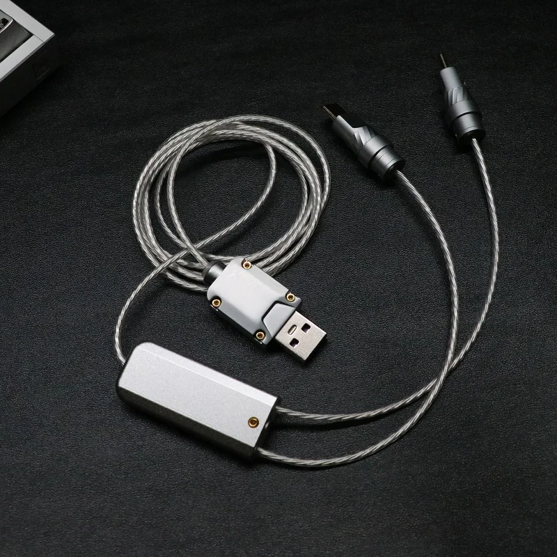 2-in-1 8k Aviator Cable Type-c Silvery 130 Cm Customization No Lights High Speed Cable For Magnetic Shaft Mechanical Keyboard