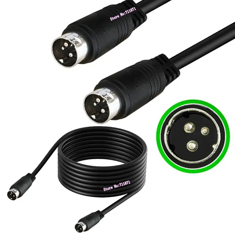 1 Small 2 Big 3 Needle 3Pin DIN Male to male Audio Speaker Power Cord Cable Middle 3 Pin 3P Din Speaker Audio Power Line Wire 3P