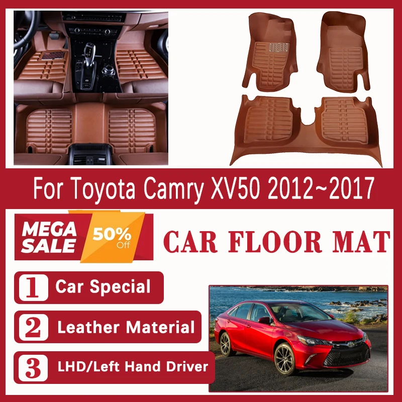 

Car Floor Mat For Toyota Camry 50 Daihatsu Altis XV50 2012~2017 Leather Carpets Foot Cover Left Hand Driver Rugs Car Accessories