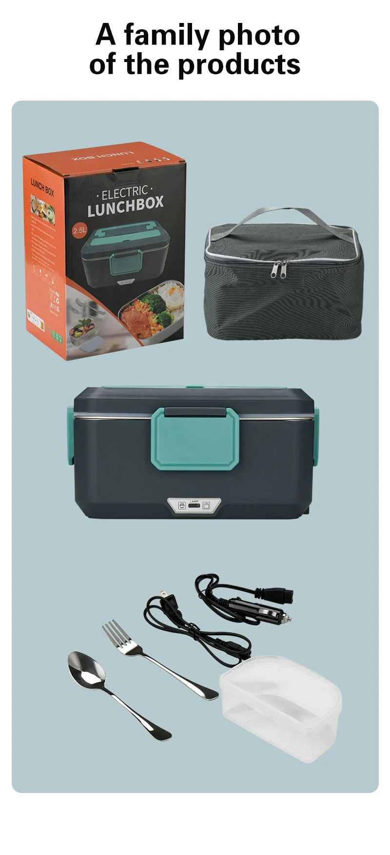 TINSOL Neue 2-in-1 90W 3,5L Elektrische Lunchbox Tragbarer Speisenwärmer Geeignet für Auto oder Zuhause Auslaufsicherer Lunch-Erhitzer Mikrowelle – Detail 12