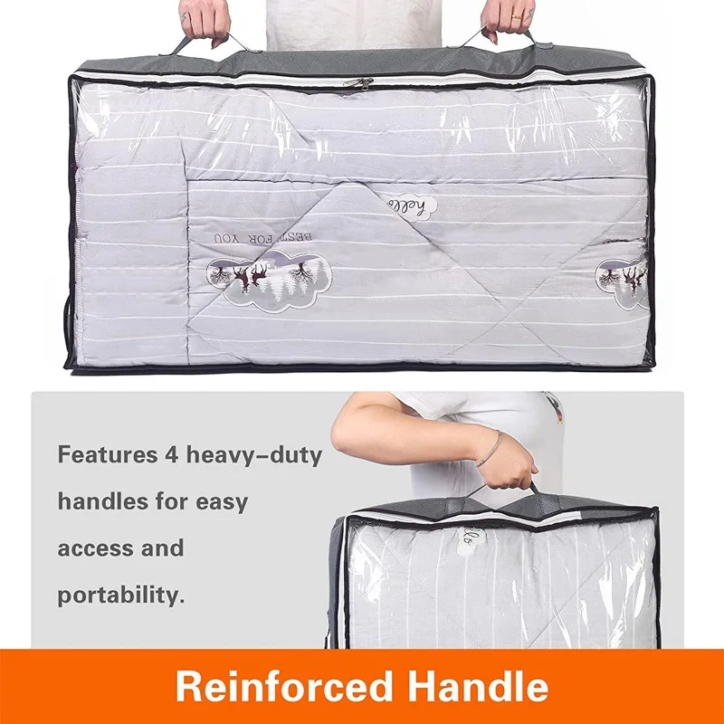 Large Under Bed Storage Bag Containers, Foldable Under-the-Bed Storage Bins with Reinforced Handles & Clear Window