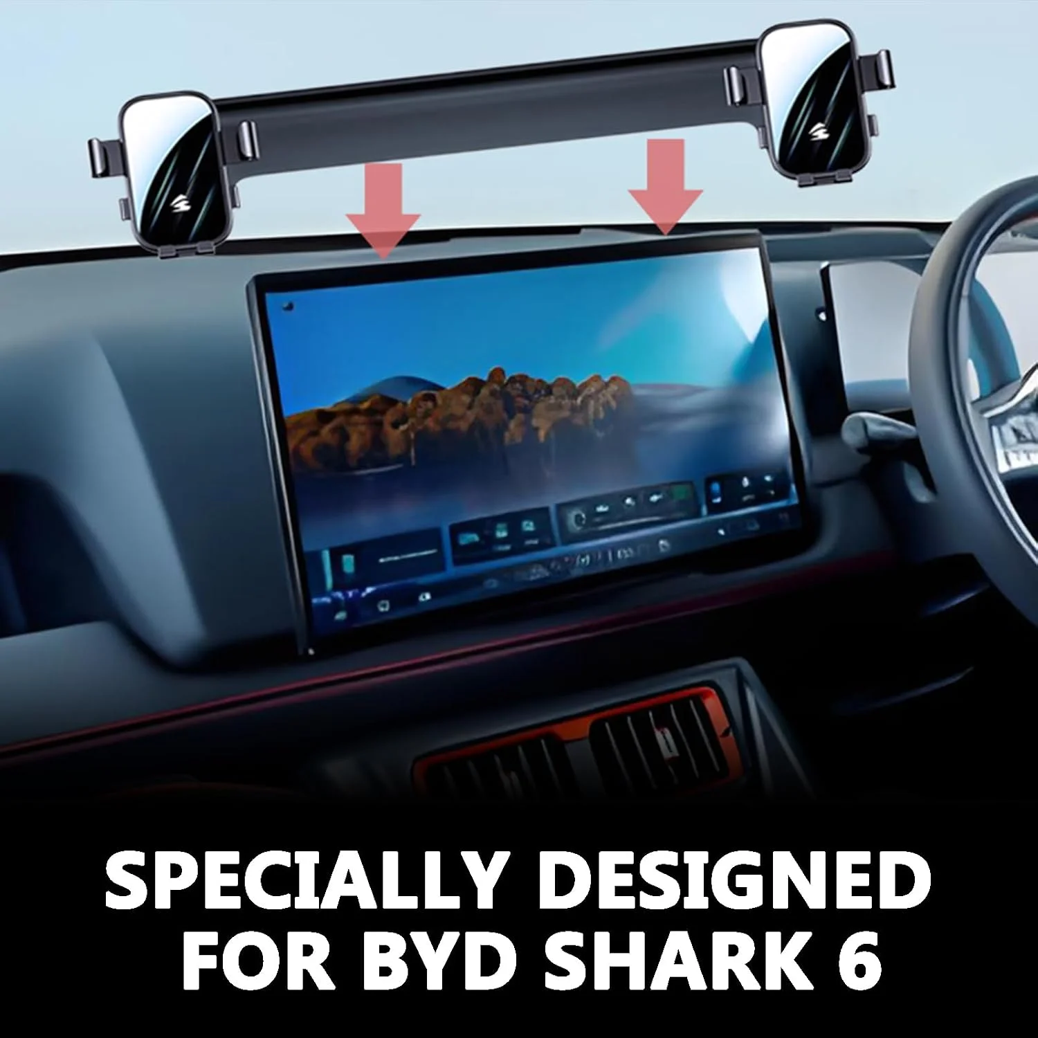 BYD Shark 6 Custom Phone Mount - Dual Holder, Auto-Lock, Anti-Shake Clip-On Design for Driver & Passenger