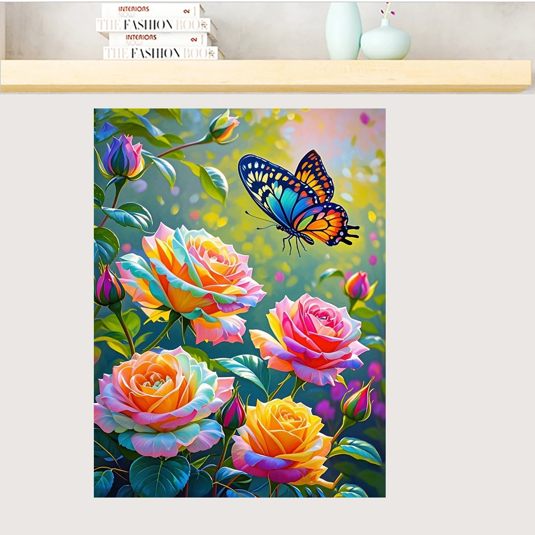 Three Ratels QHH247 Butterflies among the beautiful flowers Rural style wall stickers for home  decoration