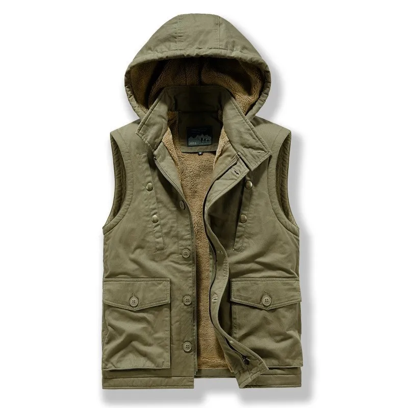

Thiened Fce Fiing Vest Men's Mid-aged Dad Clothes Multi-ket Warm Winter Faion Ci Sle Stand Fit Jeans Cotton