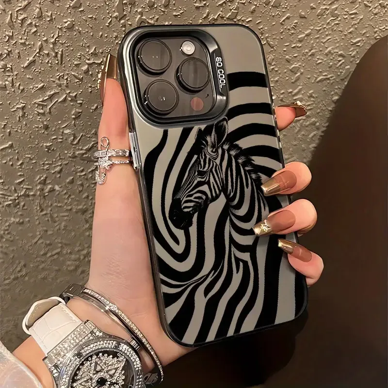 

Striped zebra pattern phone case for iPhone 17 16 15 14 13 12 11 Pro/ Max/Plus shock-proof rear cover anti-fingerprint