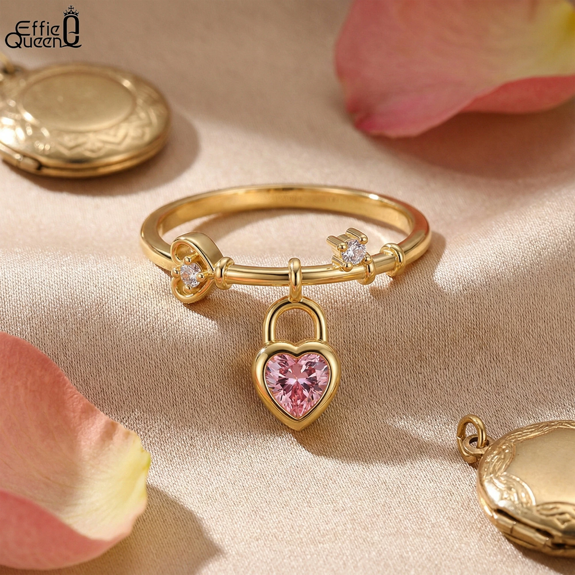 

Effie Queen Fine Jewelry 925 Sterling Silver Zircon Heart Ring Women Dainty Fashion Fainger Ring Exquisite Wedding Party SR311