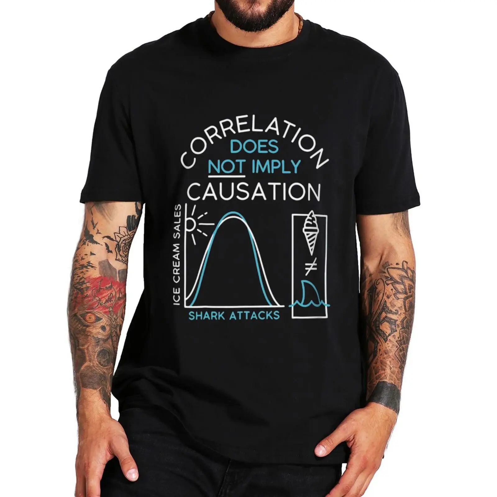 Correlation Does Not Imply Causation T Shirt Funny Science Geek Gift Men Women T-shirts Round Neck Casual Cotton Soft Tee Tops