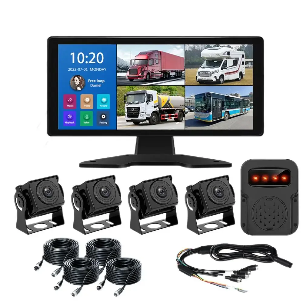 4ch Vehicle System 1080p Ahd Camera 10.36 Inch Touch Screen Mp5 Fm Dvr for Car/truck/bus Surveillance Parking Recorder