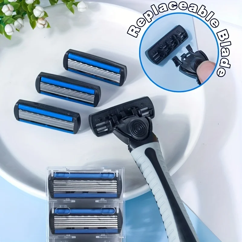 Picture 5: 6-Layer Razor Head Manual Shaver, Stainless Steel Classic Double Edge Blade Razor Safety Vintage Shaving Beard Moustache Manual