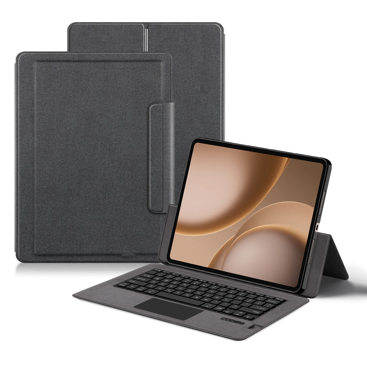 For Oppo Pad 5 Pro / OnePlus Pad 4 Leather Case + Bluetooth-Compatible Keyboard with Backlight Trackpad