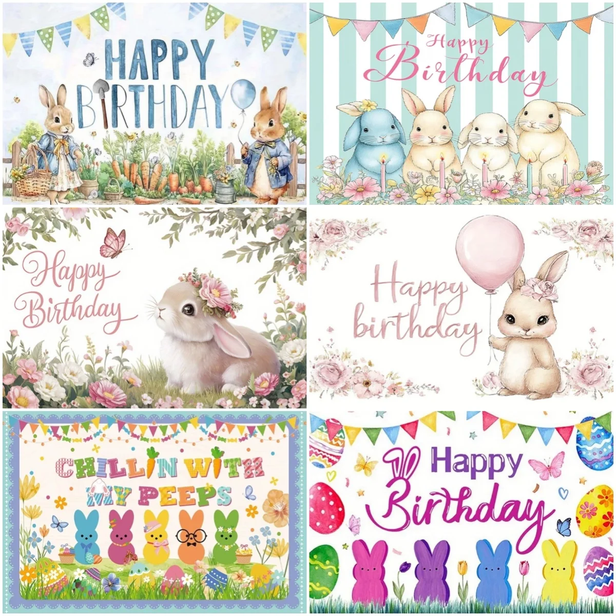 

Bunny Background Rabbit Flowers Kids Theme Birthday Party Decoration Backdrop Baby Shower Newborn Adult Banner Photo Studio Prop